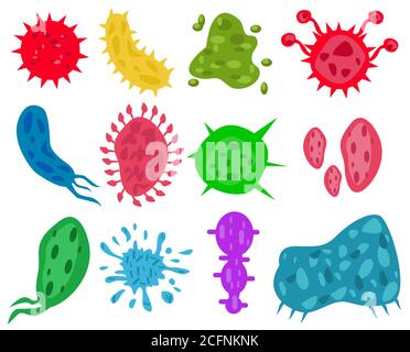 Bacteria, Microbes and Viruses Icons Set Stock Vector