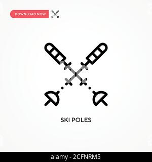 Ski poles vector icon. Modern, simple flat vector illustration for web site or mobile app Stock Vector
