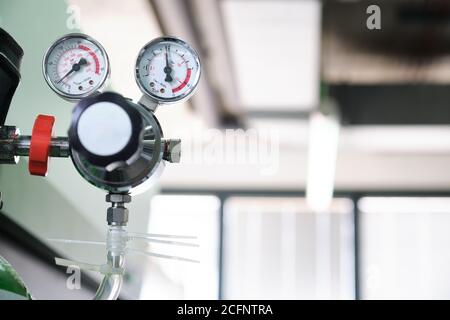 Pressure gauge in a specialized laboratory. Laboratory material. Stock Photo