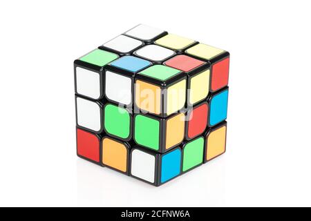 KHARKOV, UKRAINE - DMay 5, 2020: Rubik cube on white Stock Photo