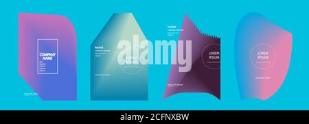 Modern covers design set vector. Abstract bright neon pattern retro style. Dynamic colorful fluid texture halftone gradient lines. Futuristic geometri Stock Vector