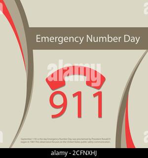 September 11th is the day Emergency Number Day was proclaimed by President Ronald Reagan in 1987. This observance focuses on the United States public Stock Vector
