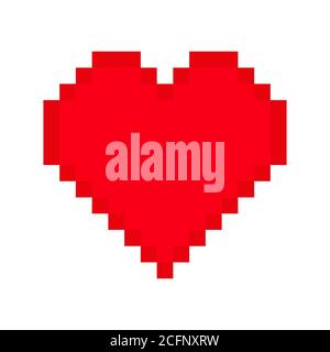 Pixel heart icon on white background Stock Vector