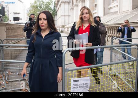 Stella Moris (left) arrives at Downing Street, in Westminster, London, to attempt to deliver a Reporters Without Borders petition against the extradition of her partner, Wikileaks founder Julian Assange, to the US. Stock Photo
