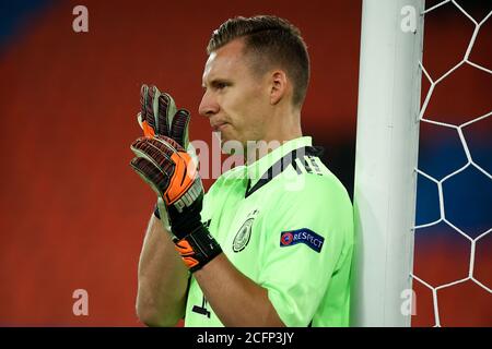 Basel, Switzerland. 06th Sep, 2020. Football: Nations League A, Switzerland - Germany, group stage, group 4, 2nd matchday at St. Jakob-Park. Goalkeeper Bernd Leno from Germany is at the goal. Credit: Christian Charisius/dpa/Alamy Live News Stock Photo