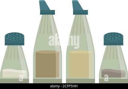 Retro style illustration of a cruet set to dress the salad. Stock Vector