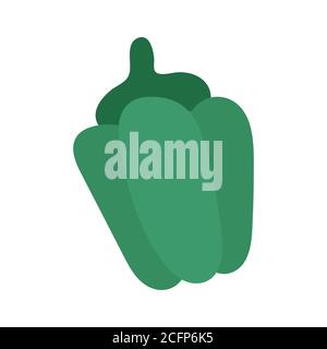 Hand drawn vegetables. Colored green pepper. Simple and funny vector illustration for your design. Fruit isolated on white background in trendy Stock Vector