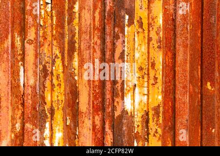 Old rusty zinc fence background close up Stock Photo