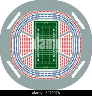 American Football Stadium Bird's-eye View Icon. Flat Color Design. Vector Illustration. Stock Vector