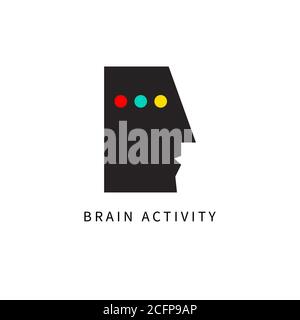 Brain activity icon. Brain scan, eeg. Profile of man Stock Vector
