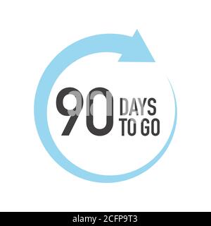 Ninety four days to go icon. Round symbol with blue arrow. Stock Vector