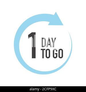 One day to go icon. Round symbol with blue arrow. Stock Vector
