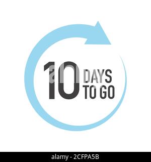 Ten days to go icon. Round symbol with blue arrow. Stock Vector