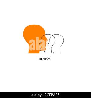 Mentor logo. Coaching icon, people profiles. Symbol of coach therapist Stock Vector