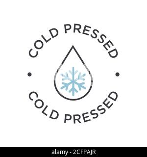 Cold pressed icon for labels of juices, oils and other products. Round symbol. Stock Vector