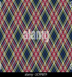 Rhombic seamless in muted blue, red and light khaki hues with transparency effect, texture for flannel shirt, plaid, tablecloths, clothes, blankets an Stock Vector