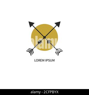 Modern hipster logo with crossed arrows up for cafes, restaurants. Minimal fashion icon Stock Vector