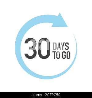 Thirty four days to go icon. Round symbol with blue arrow. Stock Vector