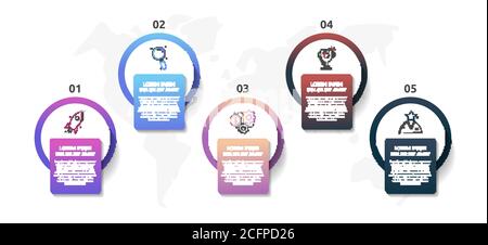 Vector infographic template circles for five label, diagram, graph, presentation. Business concept with 5 options. For content, steps, timeline, work Stock Vector