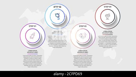 Vector infographic template circles for four icons, diagram, graph, presentation. Business concept with 4 options. For content, flowchart, steps Stock Vector