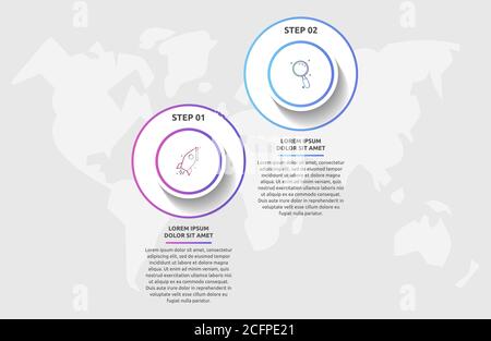 Vector infographic template circles for two icons, diagram, graph, presentation. Business concept with 2 options. For content, flowchart, steps Stock Vector