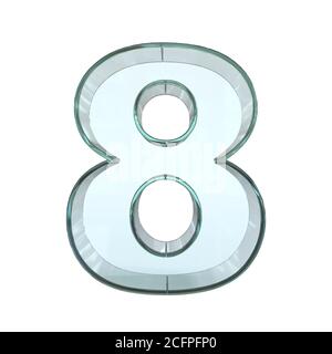 Glass font 3d rendering, number 8 Stock Photo