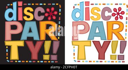 Retro style lettering phrase “Disco party”. Typography for a poster, banner, flyer, ... Stock Vector