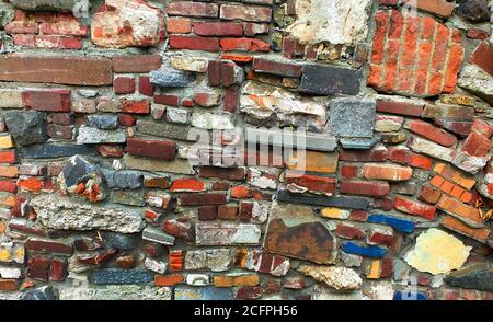 wall, made of old wall parts, Germany Stock Photo