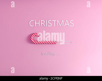 Flat lay shot of a Christmas countdown using candy cane as loading bar - Christmas countdown concept Stock Photo