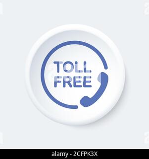 Toll free button. Attendance number symbol.White and blue icon. Stock Vector