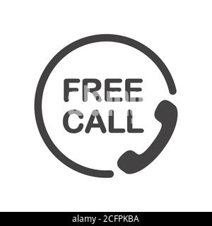 Free call icon. Attendance number symbol. Black sign on white background. Stock Vector