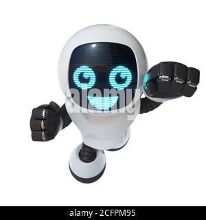 Little robot flying 3d rendering Stock Photo