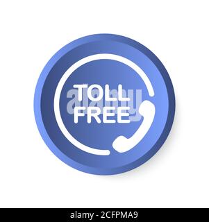 Toll free button. Attendance number symbol.White and blue icon. Stock Vector
