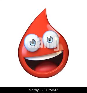 Blood droplet mascote with smiling face 3d rendering Stock Photo