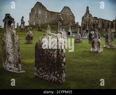Clonmacnoise  monastery situated in County Offaly Ireland Stock Photo