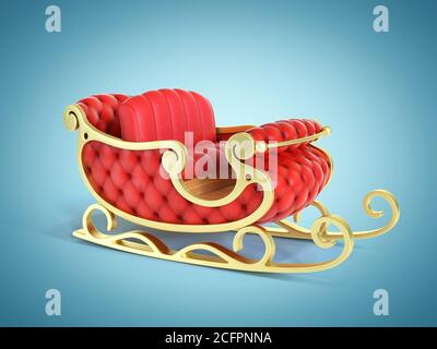 Christmas Santa sleigh - red and golden sledge isolated on white ...