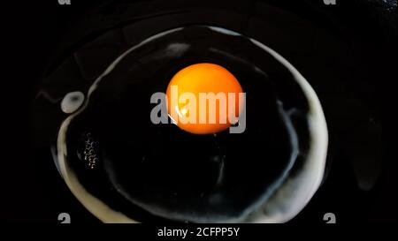 Raw egg in a cooking pan Stock Photo