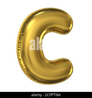 Golden balloon font 3d rendering, letter C Stock Photo