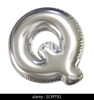 Silver balloon font 3d rendering, letter Q Stock Photo