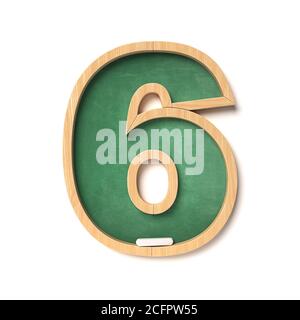 Chalkboarf font 3d rendering number 6 Stock Photo