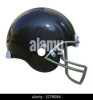 American football black helmet isolated on white background 3d rendering Stock Photo