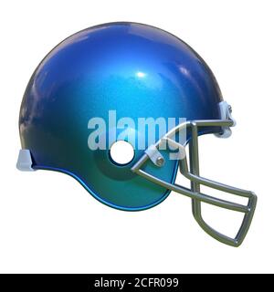 American football blue helmet isolated on white background 3d rendering Stock Photo