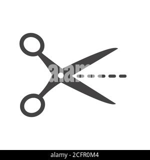 Simple Scissor icon.  Black and isolated vector. Stock Vector