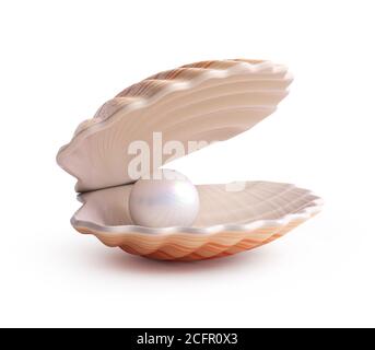 Pearl inside seashell 3d rendering Stock Photo