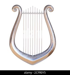 Silver lyre isolated on white background 3d rendering Stock Photo