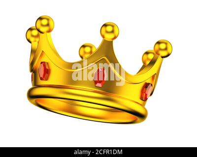 Golden king's crown isolated on white background 3d rendering Stock Photo