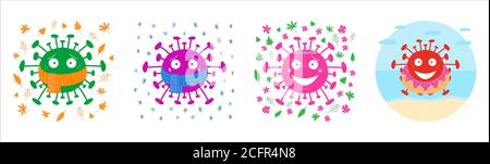 Coronavirus times of year cards. Isolated on white background. Vector stock illustration. Stock Vector