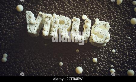 Macro Shot of Virus Text Formed Out of Small Spheres 3d illustration Stock Photo