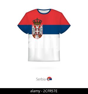 T-shirt design with flag of Serbia. T-shirt vector template. Stock Vector