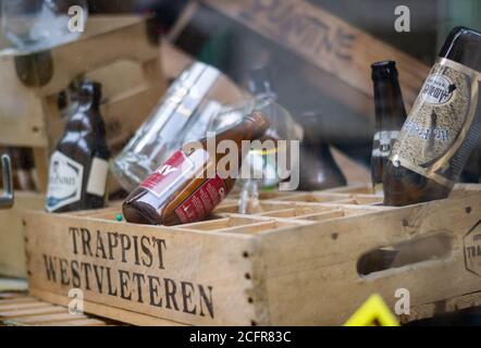 BUDAPEST, HUNGARY - Mar 12, 2013: Budapest, Hungary, March 2013: Illustrative Editorial: Belgian beer in a trappist Westvleteren crate on display Stock Photo